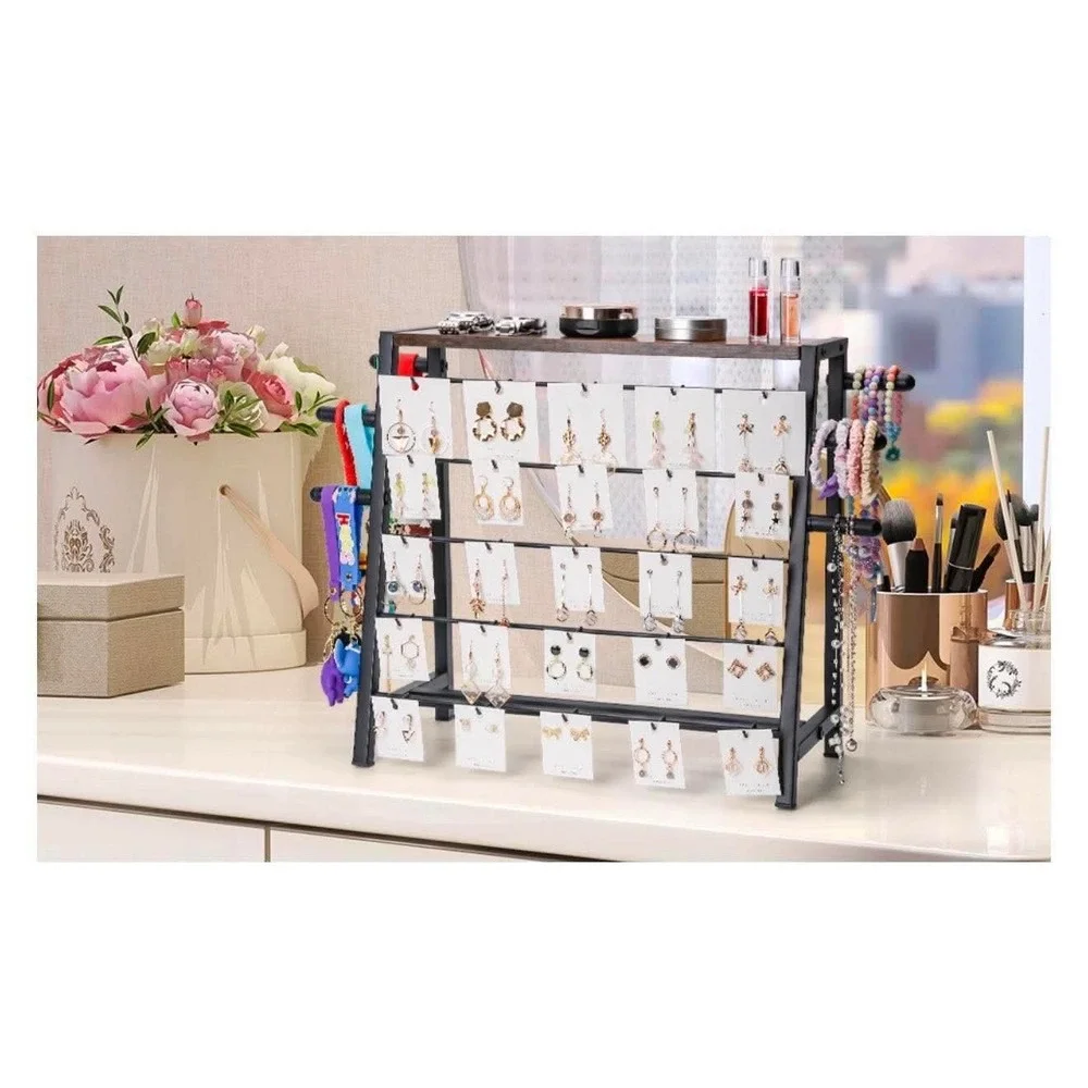 5 Tier Earring Design Stand Jewelry Organizer Stand With 31 Hooks Triangular Des